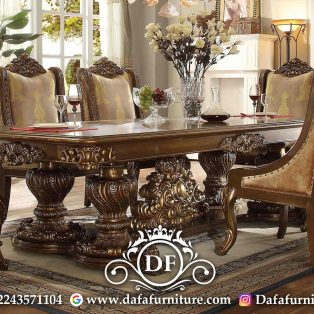 Set Meja Makan Mewah Klasik Luxury Carving Jepara DFJ-182