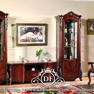 Meja TV Mewah Jati Klasik Luxury Carving Design DFJ-132