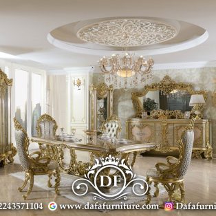 Set Meja Makan Mewah Klasik Luxury Golden Duco Glossy DFJ-199